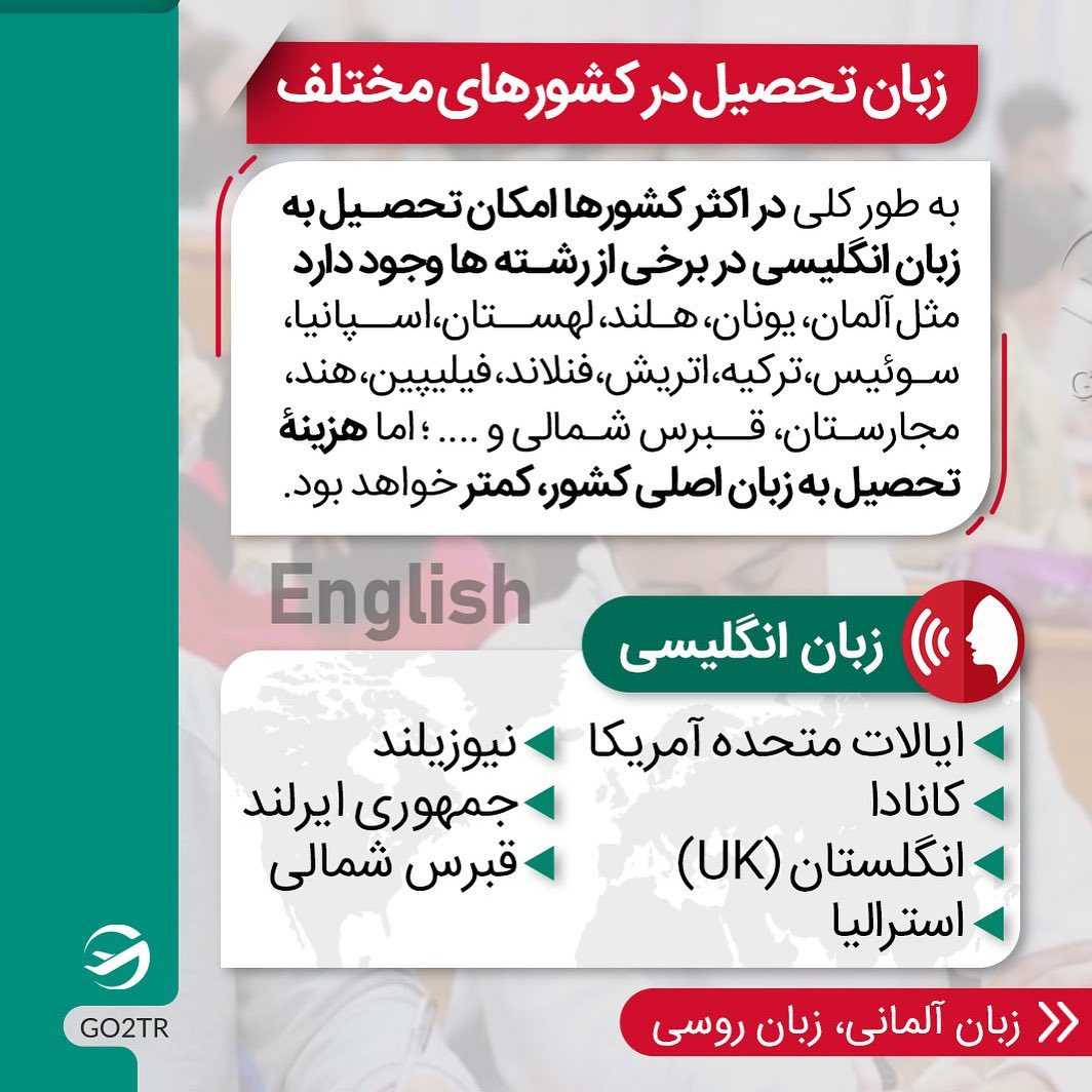 میخوای به چه زبانی در خارج تحصیل کنی؟ 📚 . • ✔️منقاضیان تحصیل به زبان انگلیس
