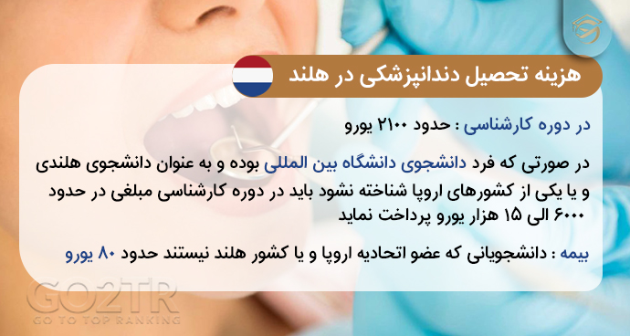 هزینه تحصیل دندانپزشکی در هلند